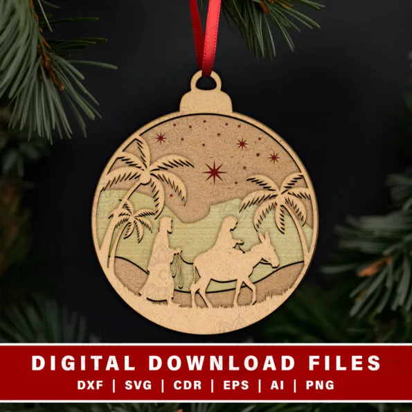 7 Free Laser Cut Files for Christmas Ornaments to Create a Cozy, Unique Home 2 The Journey to Bethlehem Free Laser Cut Files for Christmas