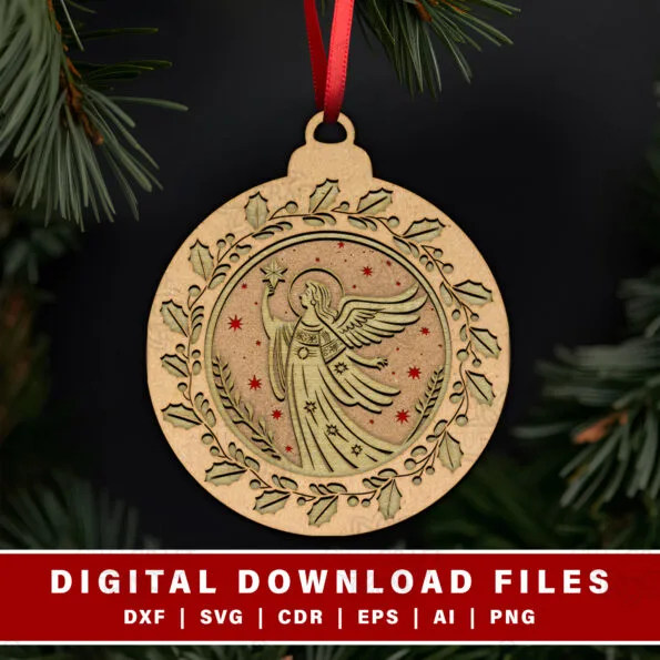 7 Free Laser Cut Files for Christmas Ornaments to Create a Cozy, Unique Home 3 Angel of Peace Free Laser Cut Files for Christmas