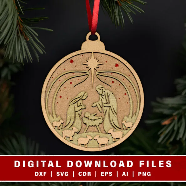 7 Free Laser Cut Files for Christmas Ornaments to Create a Cozy, Unique Home 5 The Nativity Scene Free Laser Cut Files for Christmas