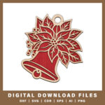 bell-with-festive-flower-ornament-laser-cut-christmas-file-with-noble-fir-tree