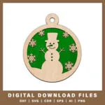 cheerful-snowman-with-top-hat-laser-cut-christmas-ornament-with-noble-fir-tree