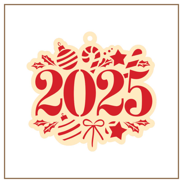 Festive 2025 ornament design laser cut vector files