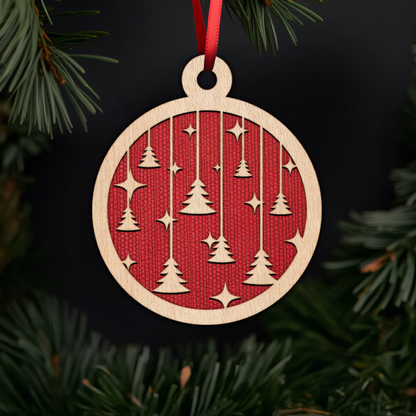 Floating trees and stars ornament with noble fir tree