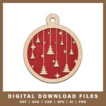 Floating trees and stars ornament DXF, SVG, CDR, EPS, AI, and PNG files