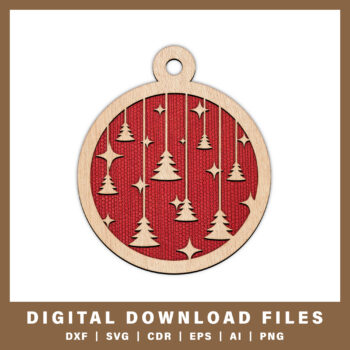 Floating trees and stars ornament DXF, SVG, CDR, EPS, AI, and PNG files