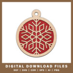 Geometric snowflake ornament DXF, SVG, CDR, EPS, AI, and PNG files