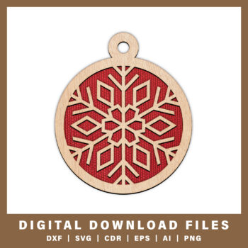 Geometric snowflake ornament DXF, SVG, CDR, EPS, AI, and PNG files