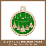 Hanging trees and stars ornament DXF, SVG, CDR, EPS, AI, and PNG files