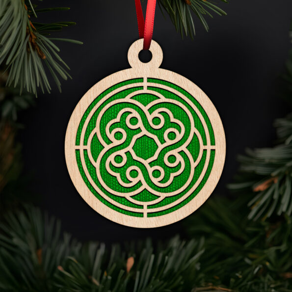 Intricate geometric ornament design with noble fir tree