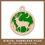 Majestic reindeer in forest ornament DXF, SVG, CDR, EPS, AI, and PNG files