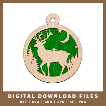 Majestic reindeer in forest ornament DXF, SVG, CDR, EPS, AI, and PNG files