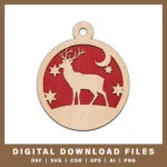 Majestic reindeer ornament with moon DXF, SVG, CDR, EPS, AI, and PNG files
